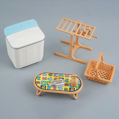 Creative Miniature Simulation Accessories Mini Children'S Play House Doll House Washing Machine Set Hanger Basket Model Toy