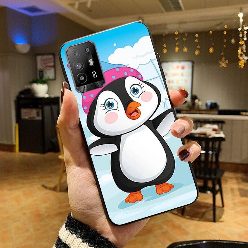 Cartoon Lovely Baby Penguin Phone Cover For OPPO A74 A94 5G A3S A5S A9 A12 A15 A15S A52 A53 A53S A72 A73 2020 A91 5G Cases Coque