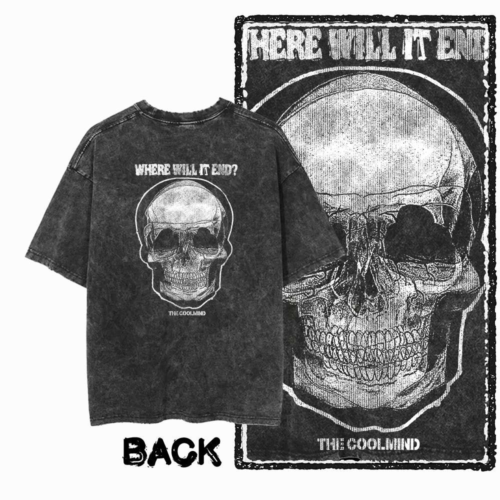 THE COOLMIND Men s Skull Print Cotton T-Shirt S