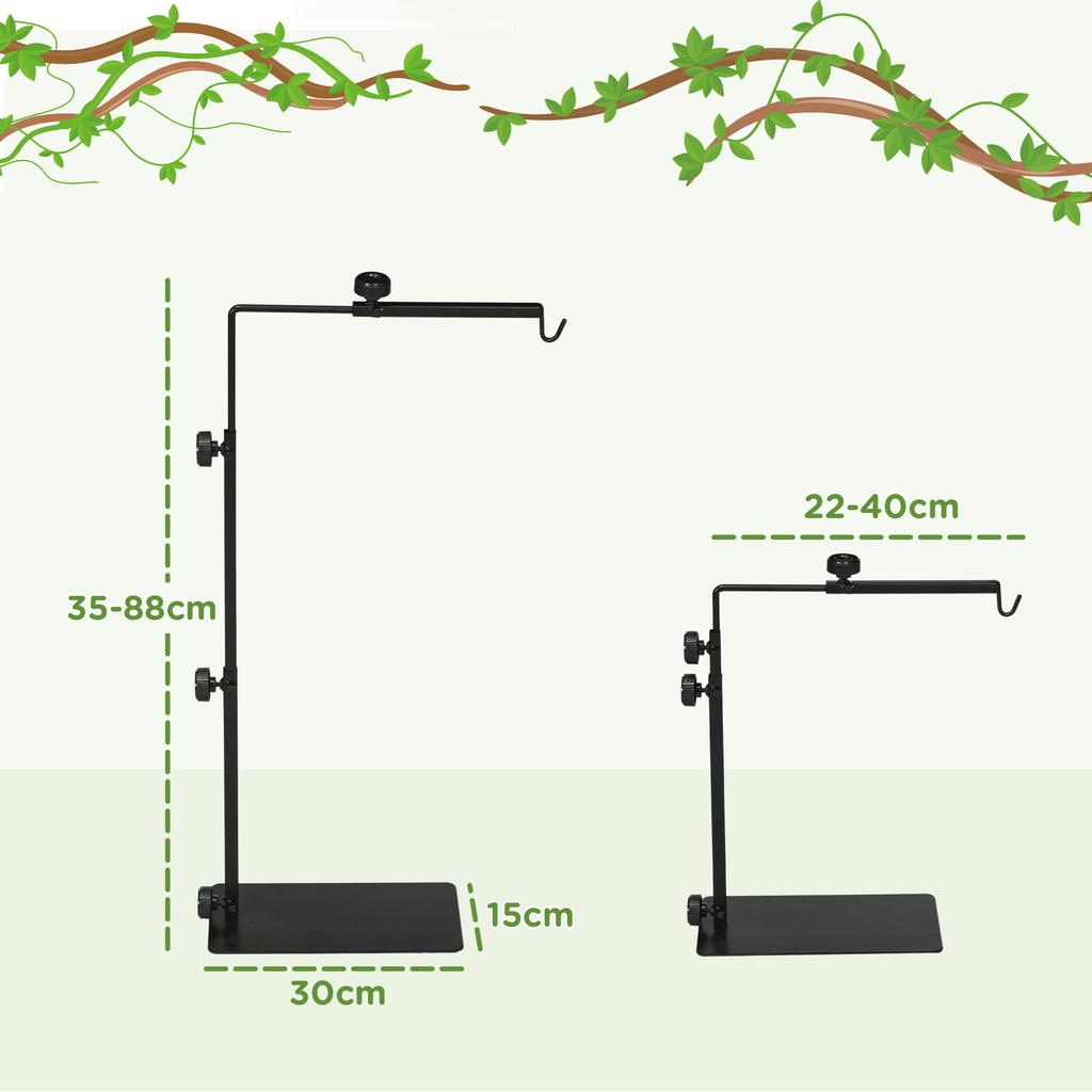 Wärmelampenständer für Terrarien, höhenverstellbar, 40x15x95cm, Schwarz