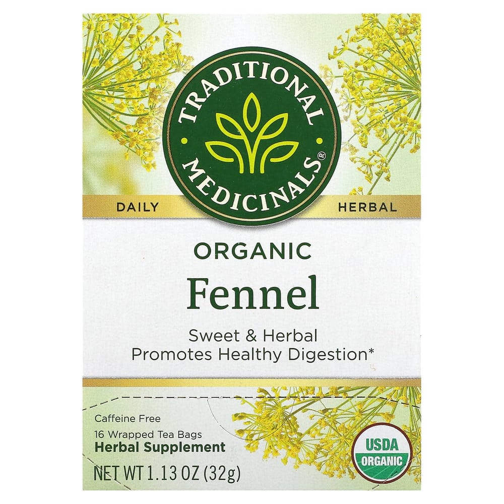 Traditional Medicinals Organic Fennel Caffeine-Free Tea Bags, 16 Count, 32g (1.13oz)