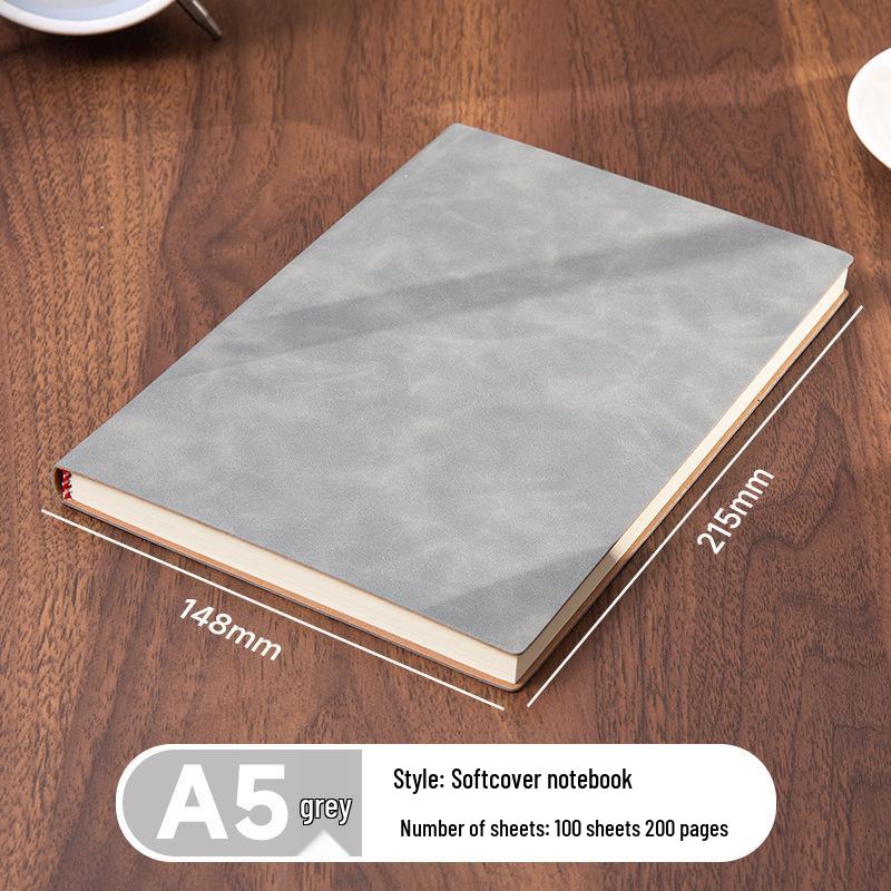 A5 Sheepskin Soft Leather Notebook – Customizable, Logo Printable, Thick Business Office Design