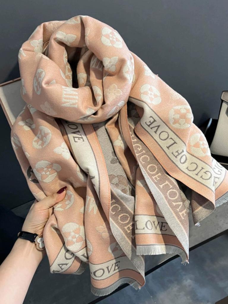 Thickened Warm Imitation Cashmere Scarf Women'S Autumn And Winter Chinese Style Floral Temperament Versatile Shawl To Keep Out The Cold Neck Scarf