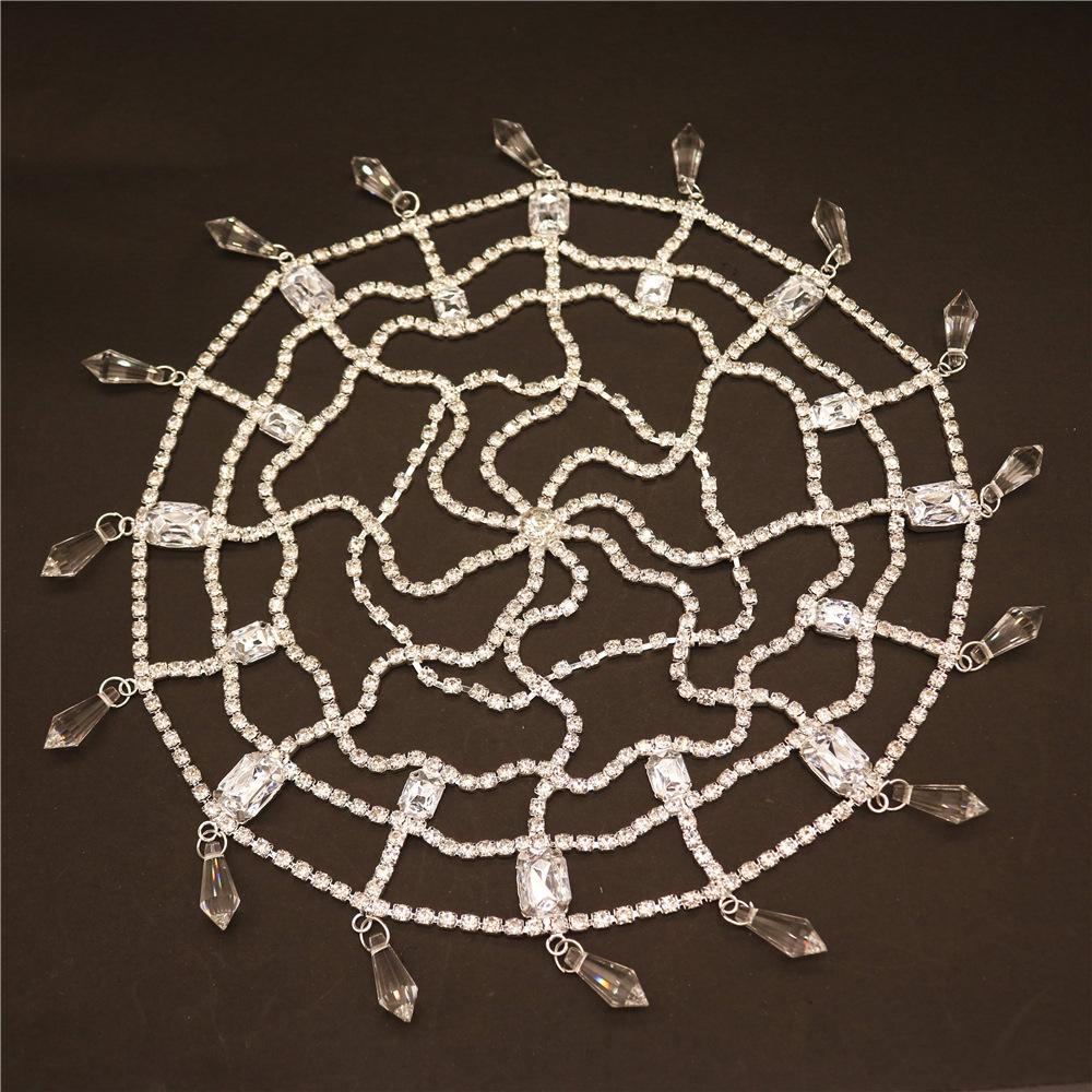 Elegante Fascia con Strass Accessorio per Capelli Moda Donna Cappello Quadrato Retrò Catena Copricapo