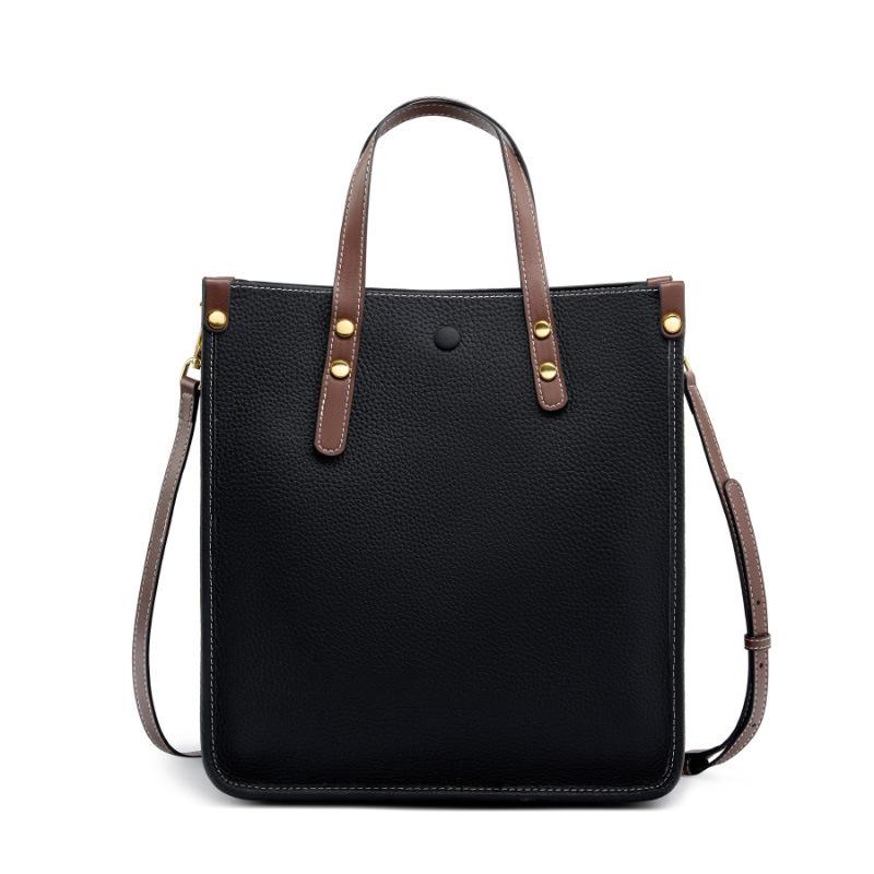 Fashion Leather Vertical Tote Bag Handbag First Layer Cowhide Commuter Shoulder Bag Briefcase Women'S Soft Leather Messenger Bag