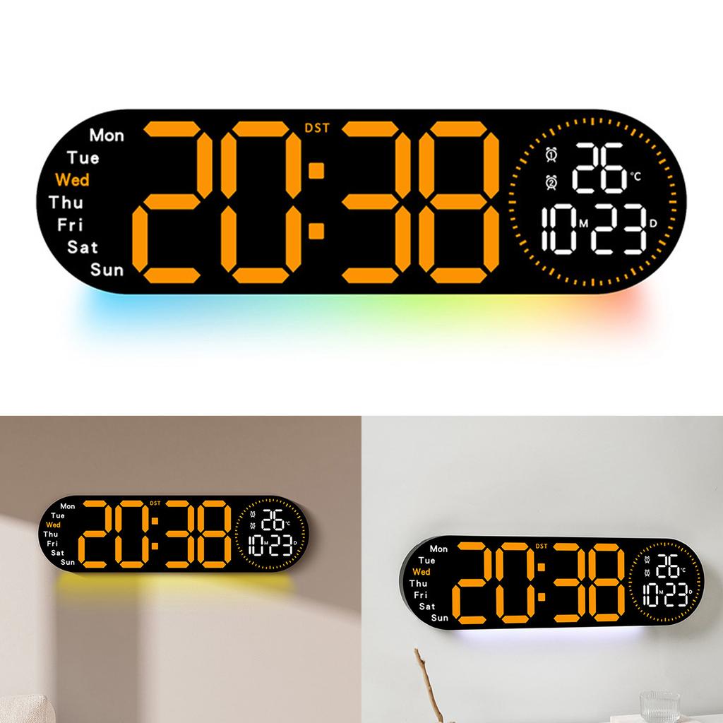LED Digital Clock Wall &Desk Mount Alarms Clock with Adjustable Brightness &Volume 12/24Hour Display For Home Office