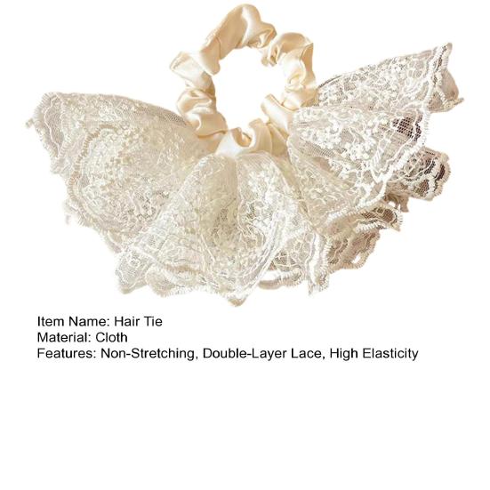 Hair Tie High Elasticity Non-Stretching Double-Layer Lace Korean Style Oversized Skirt Design Hair Rope Buns Ponytails Hair Accessories