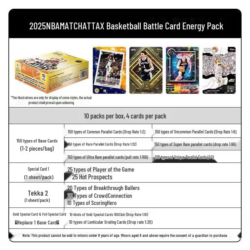 2025 Topps NBA Match Attax Basketbal Battle Cards Super Kracht Energie Pak