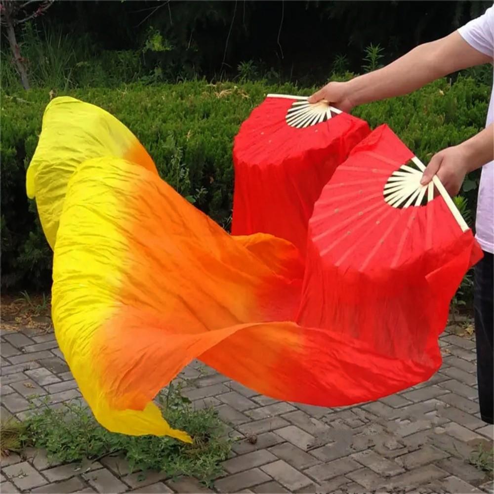 Abanico de Danza del Vientre de 1,5 m Color Degradado Seda Rayón Abanicos Largos Imitación Accesorios de Baile