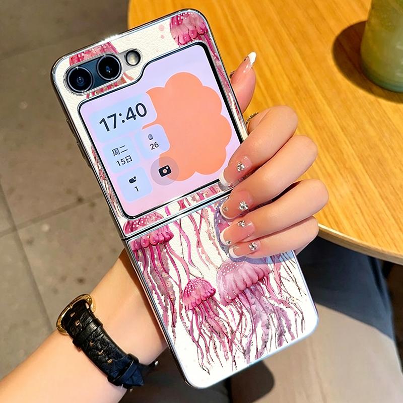 Sea Turtle Pattern PU Leather Phone Case For Samsung Galaxy Z Flip7 FE Flip6 Flip 7 6 5 5G Silver Plating Frame Hard Back Cover