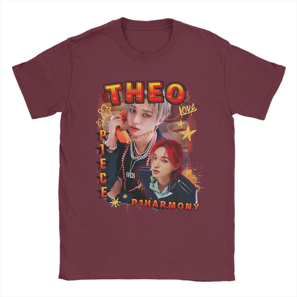 P1Harmony Theo Korean Group KPop Unisexs T Shirts  Novelty Tees Short Sleeve Round Collar TShirt 100 Cotton Gift Idea Clothes