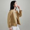 SOFSIL Women's Linen Blend Round Neck Short Jacket