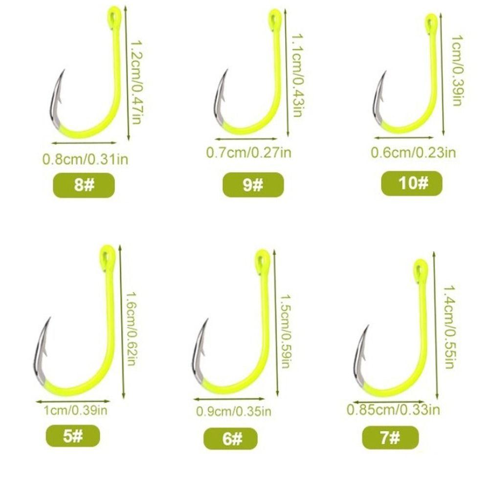 100PCS Fluorescent Green Octopus Fishing Hooks Fishing Accessories Catfish Bass Tuna Walleye Trout