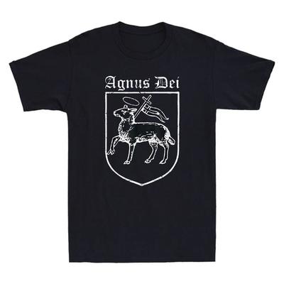 Agnus Dei Agnello di Dio Gesù Messa Tridentina Cattolica Vintage T-shirt da Uomo Personalità Uomo Moda di Strada Gotico Scuro