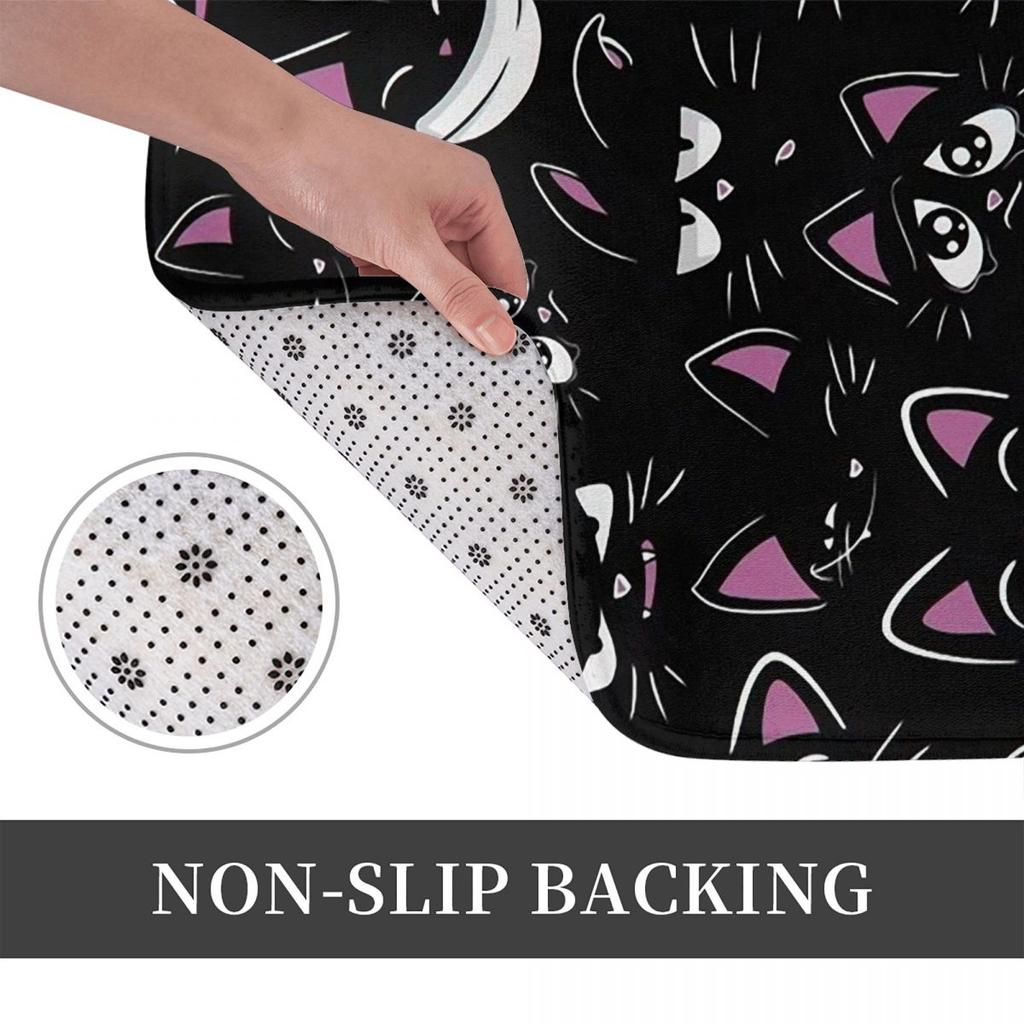Colorful Cat Silhouettes Cartoon Black Cats Non-slip Doormat Floor Mat Carpet Rug for Kitchen Entrance Home Bedroom Footpad Mats