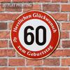 D Flat Pc Th Birthday Sign  German Birthday Decoration with Red  White Accents  HeavyDuty Aluminum Metal Plaque for Mil