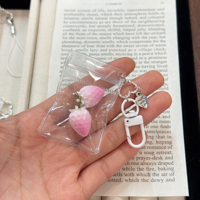 1Pcs Cute Fruit Charm Phone Accessory Attractive Strawberry Pendant Phone Adornment Keychain Accessory For Lovers