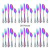 30Pcs Silver Royal Dinnerware Set Knife Dessert Fork Spoon Flatware Stainless Steel Cutlery Kitchen Silverware Tableware Set