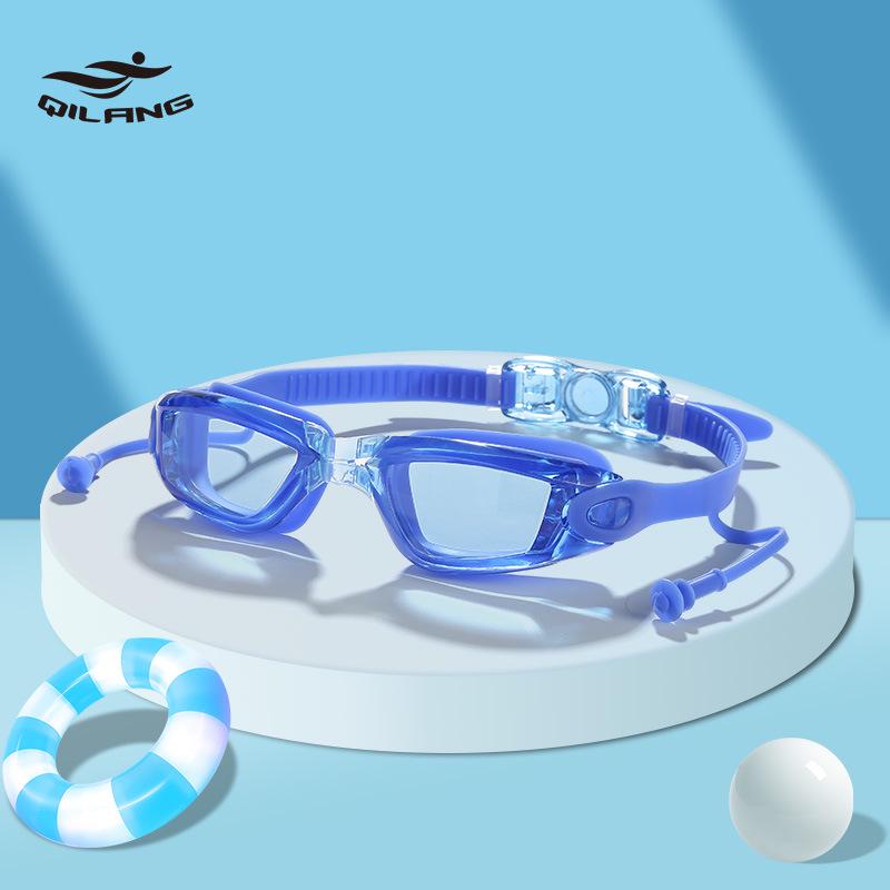 

HD Anti-Fog Transparent Adult Swim Goggles with Flat Lenses and Earplugs