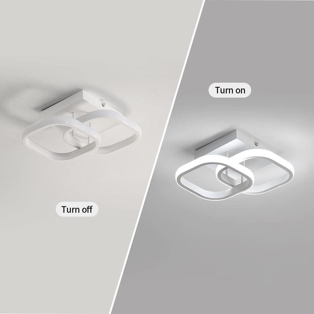 DELIPOP Small Ceiling Light, Square Modern LED Ceiling Light Fixture, 6500K Cool White Light Acrylic Hallway Light Fixture Ceiling Lamp for Hallway