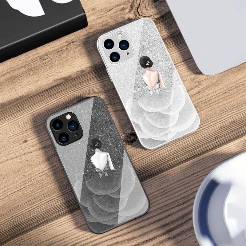 Flower Girl Colorful For IPhone 16 Pro Max 15 Pro 14 13 12 Mini 11 XS Max XR 7 8 Plu SE 2022 Tempered Glass Phone Case