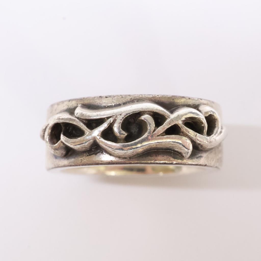 CHROME HEARTS 2000 925 Double Narrow Vine Band Ring Ring SilverUsed