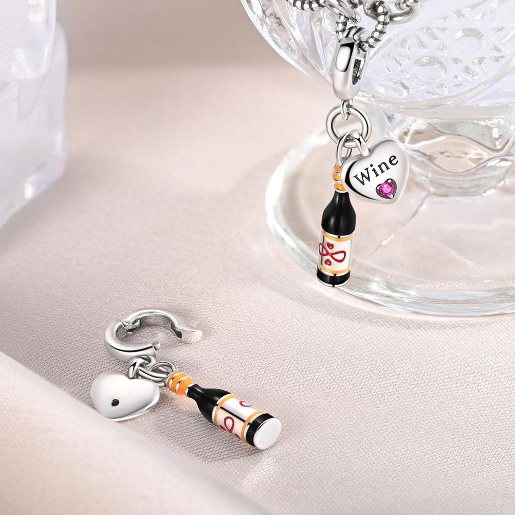 Copper Charms Wine Rum Champ Brandy Dangle Charm Fit Bracelet Diy Original Jewelry For Woman