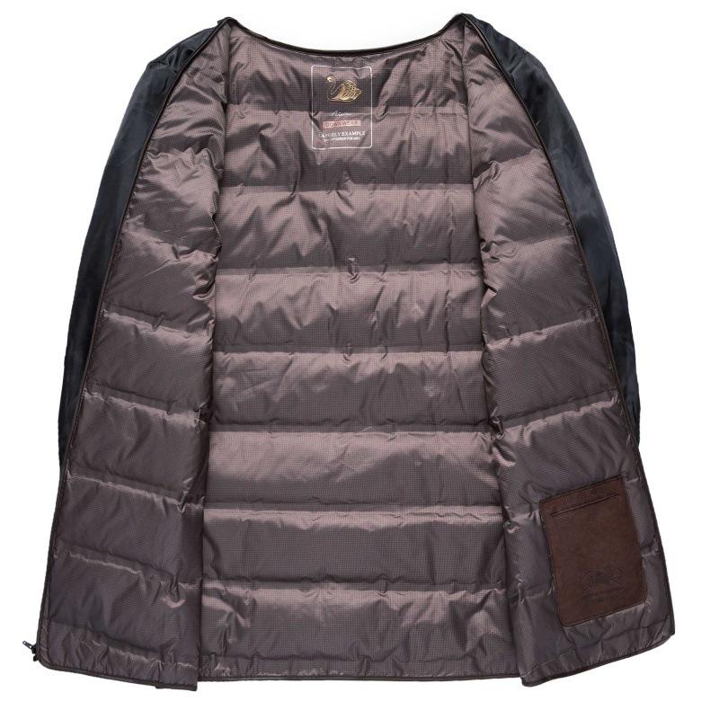 Winter Cashmere Jacket with Woolen Down Liner for Middle-Aged & Elderly Men - Short Stand Collar