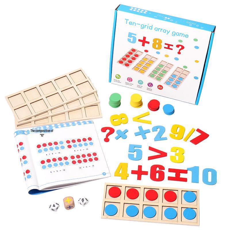 Montessori Children's Wooden Number Puzzle - Educational Toy for Addition and Subtraction.