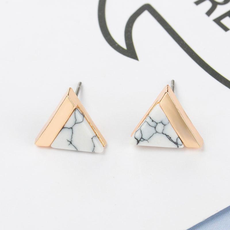 Mini Stud Earrings for Women Marble Strip Design Black White Ear Zircon Triangle Square Round Geometric Statement Earrings