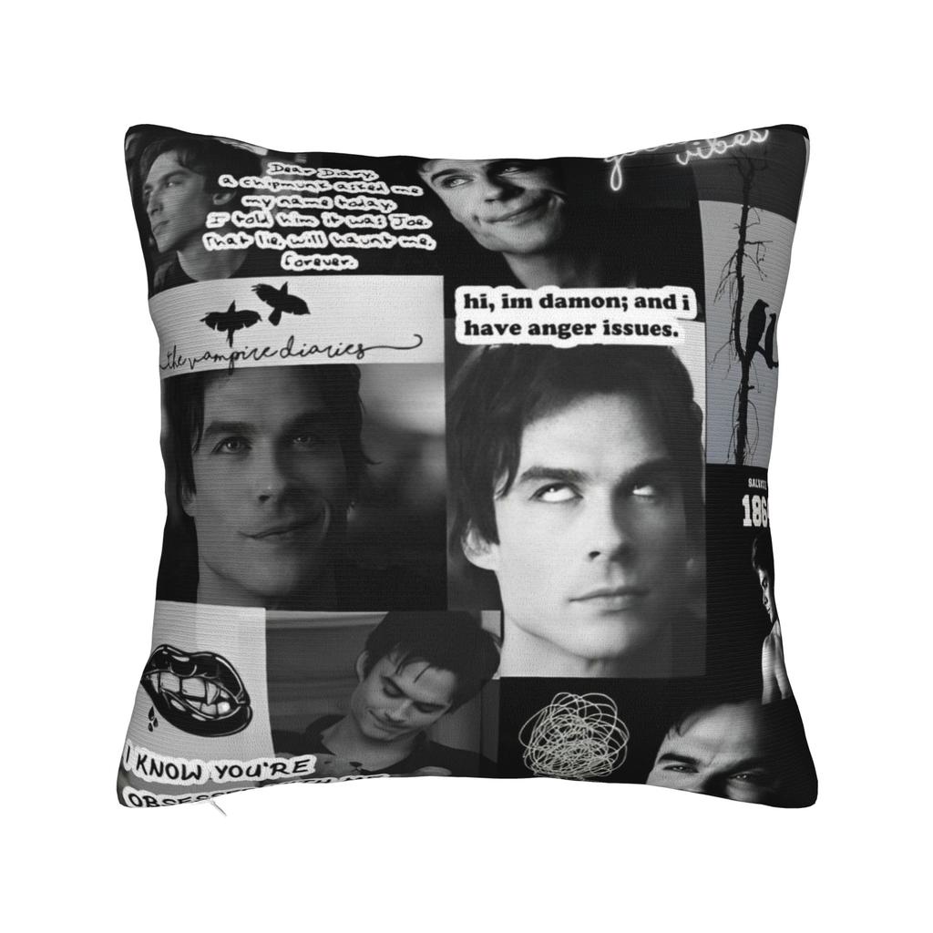 Damon Salvatore Pillowcase Polyester Cushion Cover Gift The Vampire Diaries Pillow Case Cover Home Square 45X45Cm