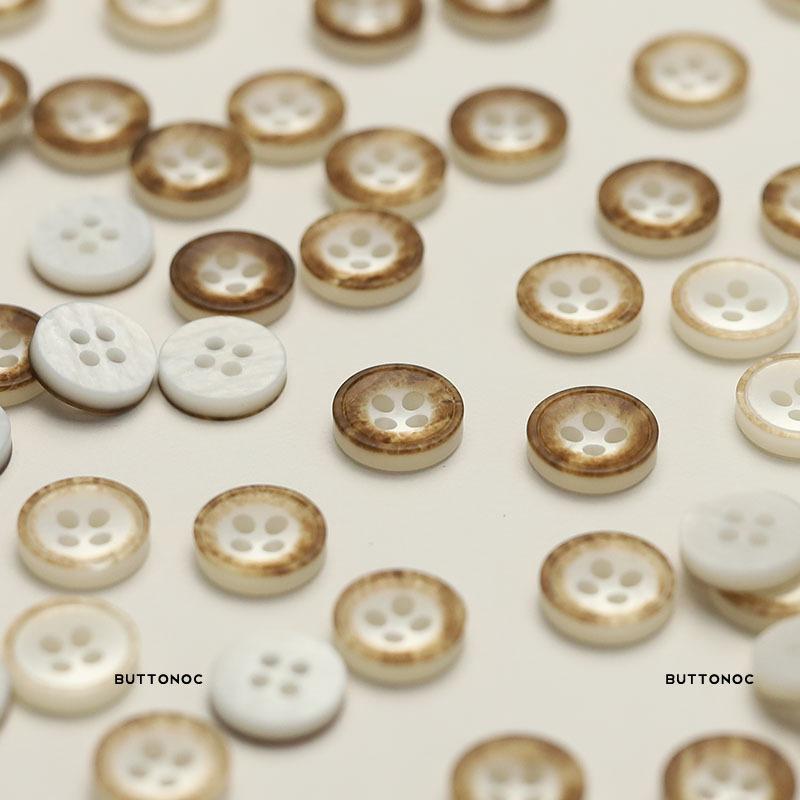 Four-Eye Resin Button Imitation Shell Coffee Edge White Button Knitted Cardigan Clothes Men'S And Women'S Shirt Sleeve Collar Top Button