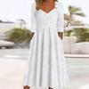 Autumn And Winter New Solid Color Fashion V-Neck Long-Sleeved Dress European And American Women'S Dress