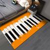 Artistic Rug with Black and White Piano Keys on Orange Background Suitable for use as an anti-slip game mat for living room and bedroom sofas