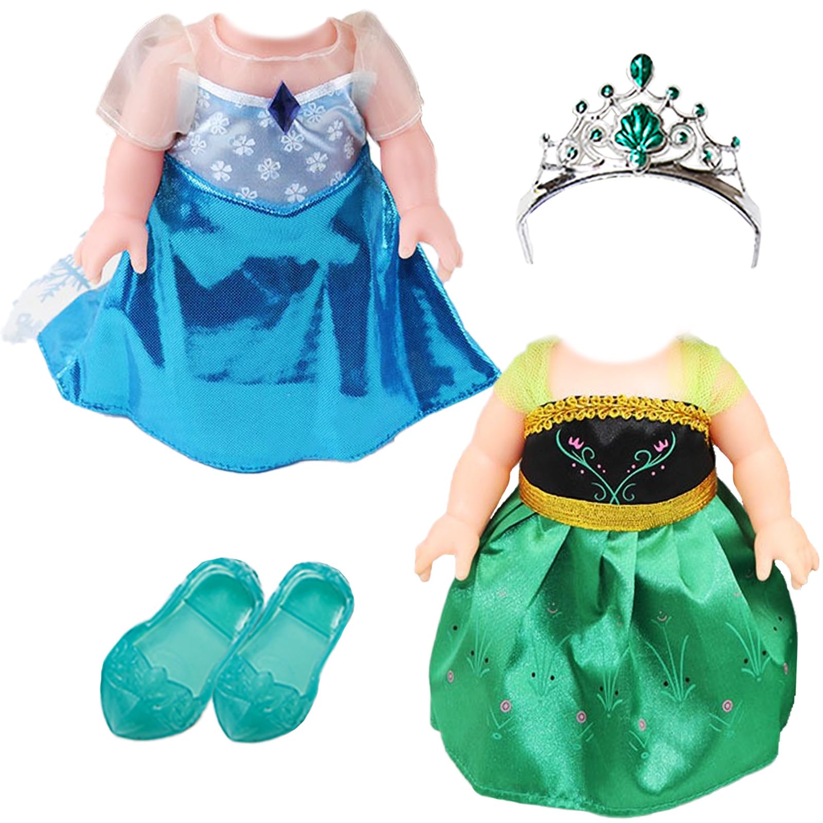 

Princess Dress, Dress-Up, Shoes, and Tiara Set (2 outfits, 4 pieces) - Fits dolls 25-26cm (approx. 9 -10 )