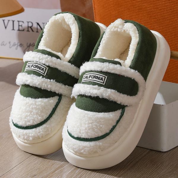 Retro lamb wool bag heel cotton slippers autumn and winter thick-soled velvet warm outer wear non-slip snow cotton shoes