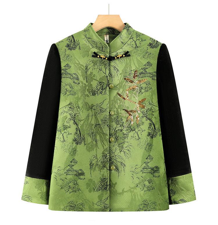 Autumn Wool Coat for Middle-aged and Elderly Women with Turn-down Collar