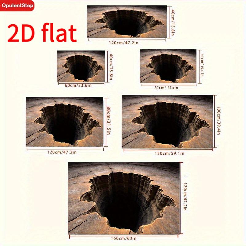 3D Illusion Floor Mat - Realistic Black Hole Crack with Non-Slip Backing, Washable Indoor Outdoor Rug for Hallway Living Room