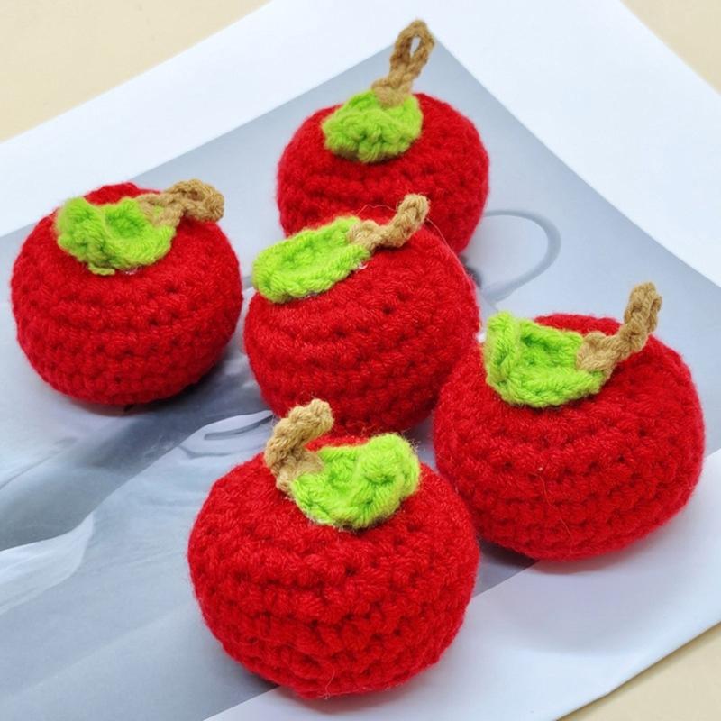 Fashionable Handmade Keychain Accessory Wool Crochted Fruit Pendant Accessories Stylish Women Girls Bag Decoration