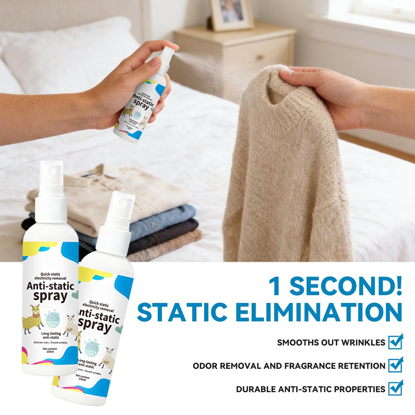 Антистатический спрей Статический спрей Бытовой антистатический спрей Для одежды Мебели и Автомобиля, Контроль шерсти домашних животных 100 мл One Size