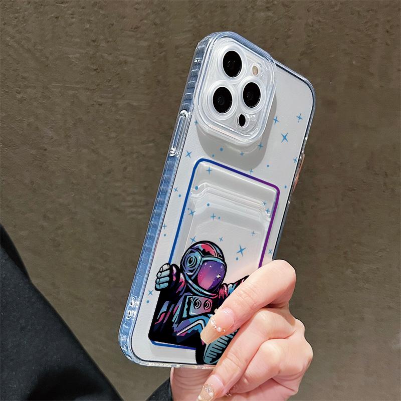 Card Slot Holder Silicone Wallet Pocket Case For Xiaomi Redmi Note 13 12 14 Pro Oppo Reno 10 14F 13F 12F iPhone 17 Air 16 14 Cover Clear Phone Bumper