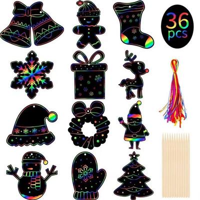 Cross-Border Christmas DIY Scratch Art Bookmarks for Kids - Holiday Gifts and Decorations
