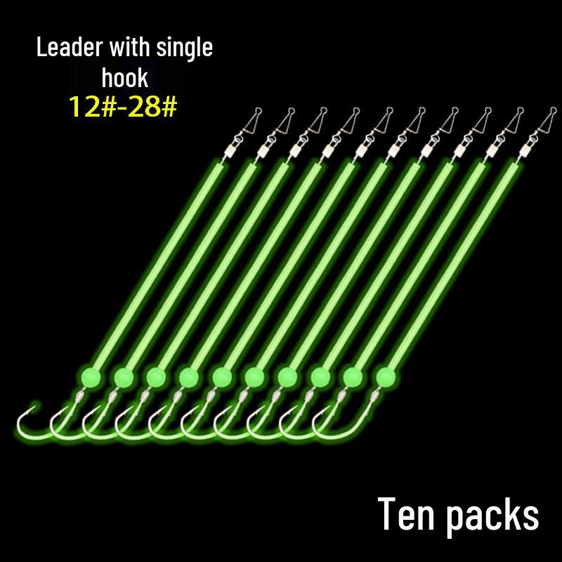 Ночная Светящаяся Поплавочная оснастка для ловли ставриды Maruse Yaguchi – Трехкрючковая Не запутывающаяся Бортовая леска с Белыми и Желтыми крючками Size 12