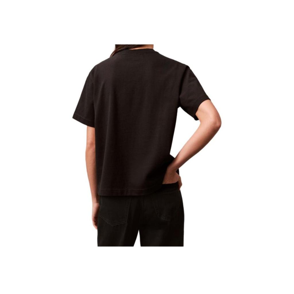 Calvin Klein Logo Drop Shoulder Pullover Round Neck Short Sleeve T-Shirt Women Tops Black 40WH113-UB1