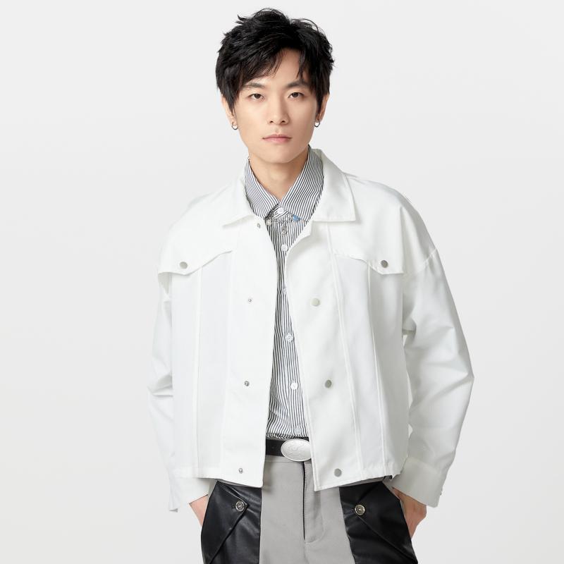 

Женщины Мужчины Длинные рукава Пуговицы Повседневный Однотонный Свободный Короткие Пальто Пара Унисекс Верхняя Одежда XL белый