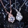Imitation Moissanite Necklace 2 Carat Rabbit Mozzarella Diamond Pendant, Natal Year Zodiac Rabbit Element Necklace
