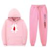 Mens Winter Warm Hooded Sweatshirt Pants Set Anime Inspired Casual Tracksuit Cotton Blend Thick Fleece Lined