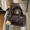 Casual retro bowling bag women's autumn handbag texture shoulder bag European and American large-capacity bag