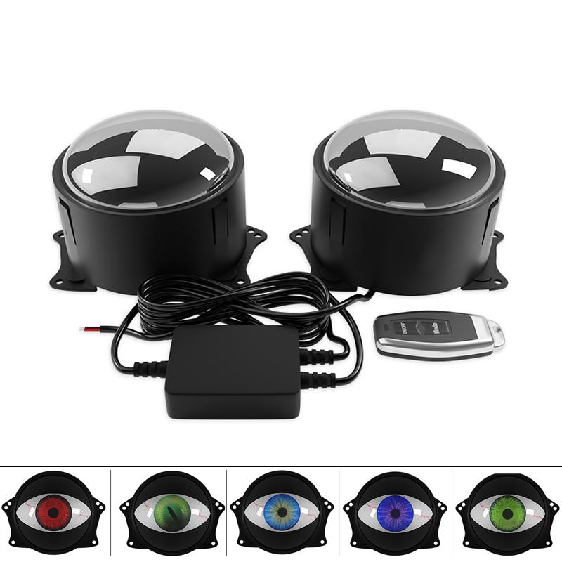 Dynamic LED Car Headlight Devil Eyes Lens Lights Front Spotlight Fog Lamp Lighting Headlight Assembly Auto Retrofit Accessorie