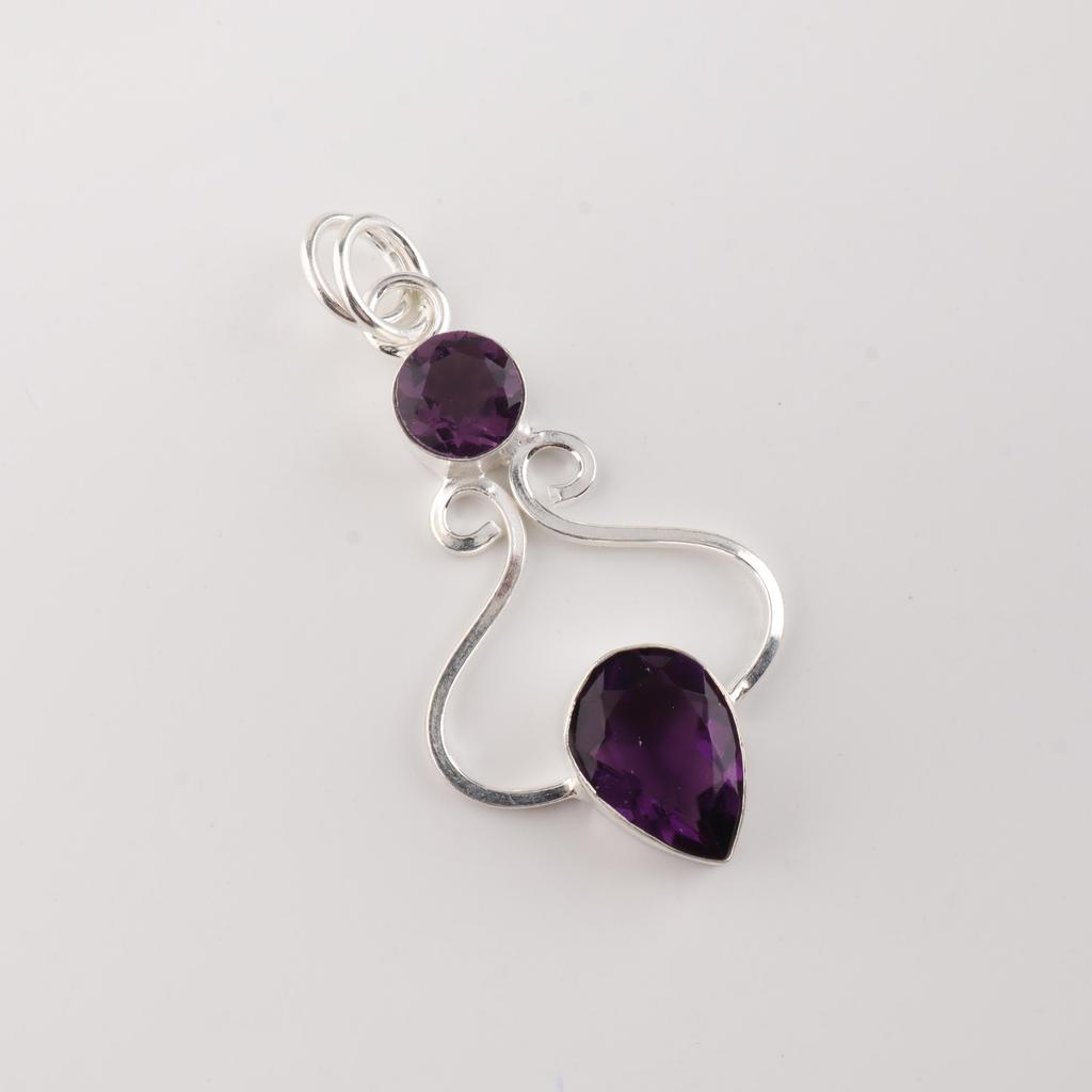 African Amethyst Gemstone 925 Stamped Silver Handmade Jewelry Pretty Pendant 1.60" For Anniversary Gift PP-13-10